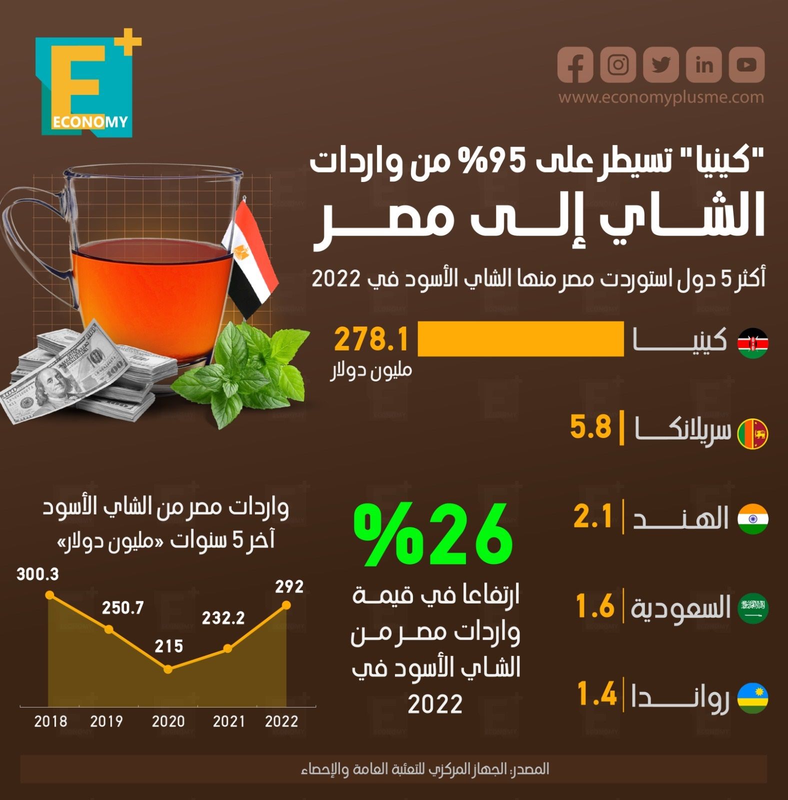 "كينيا" تُسيطر على 95% من واردات الشاي إلى مصر