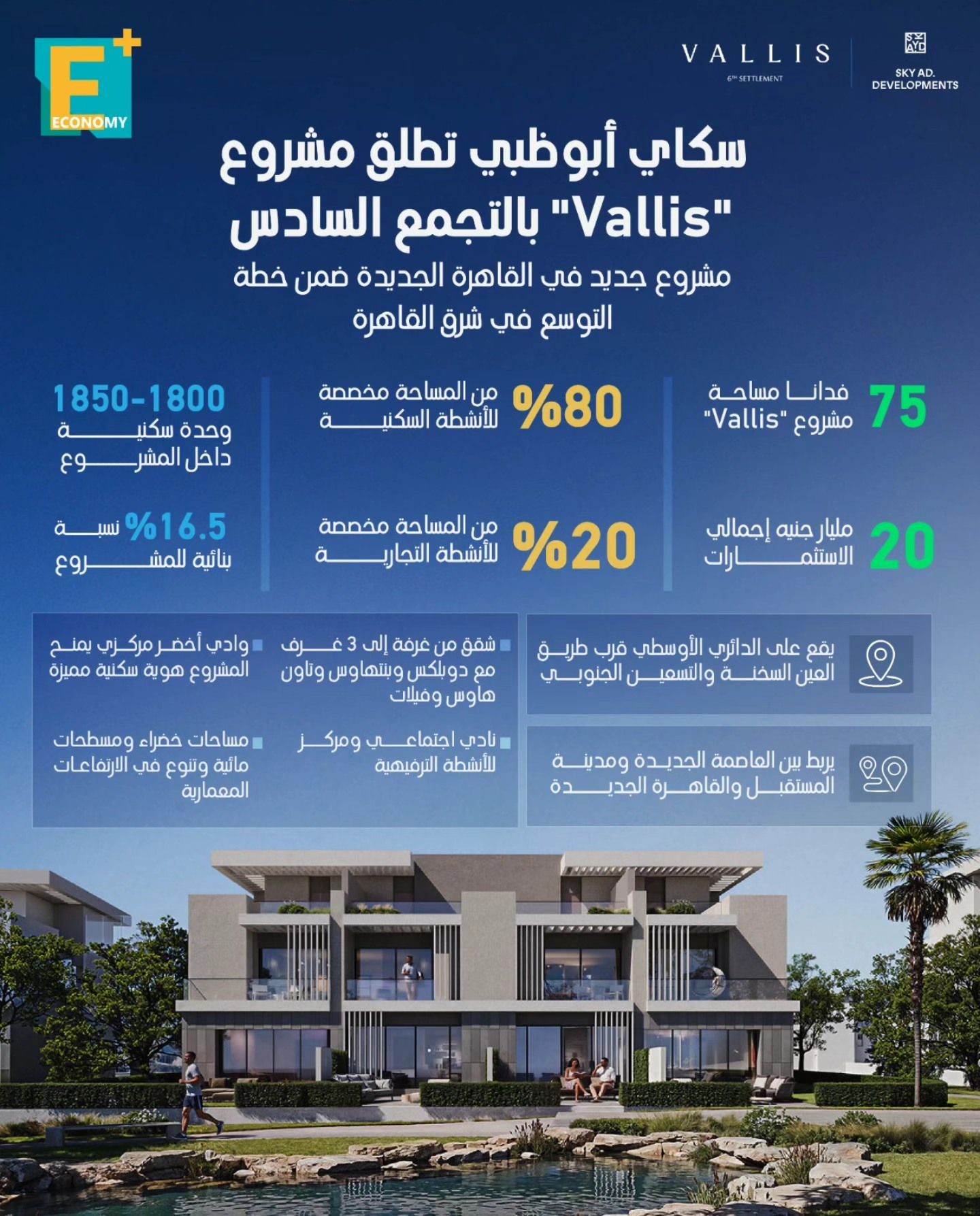 سكاي أبوظبي تطلق مشروع "Vallis" بالتجمع السادس